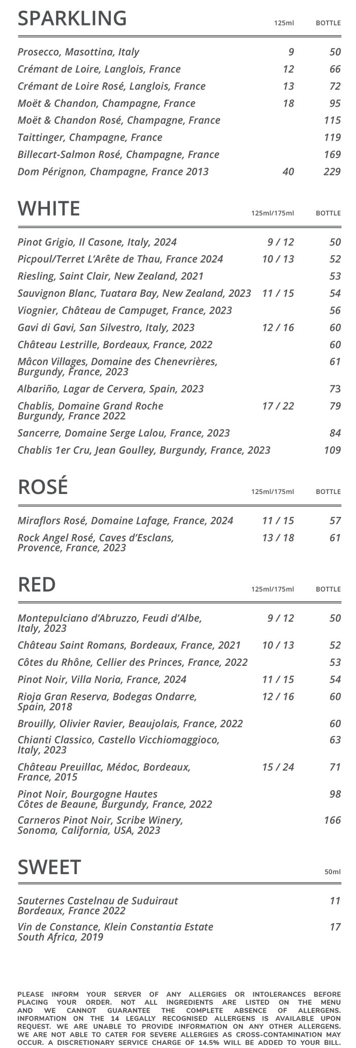 bebe bob soho restaurant bar wine list